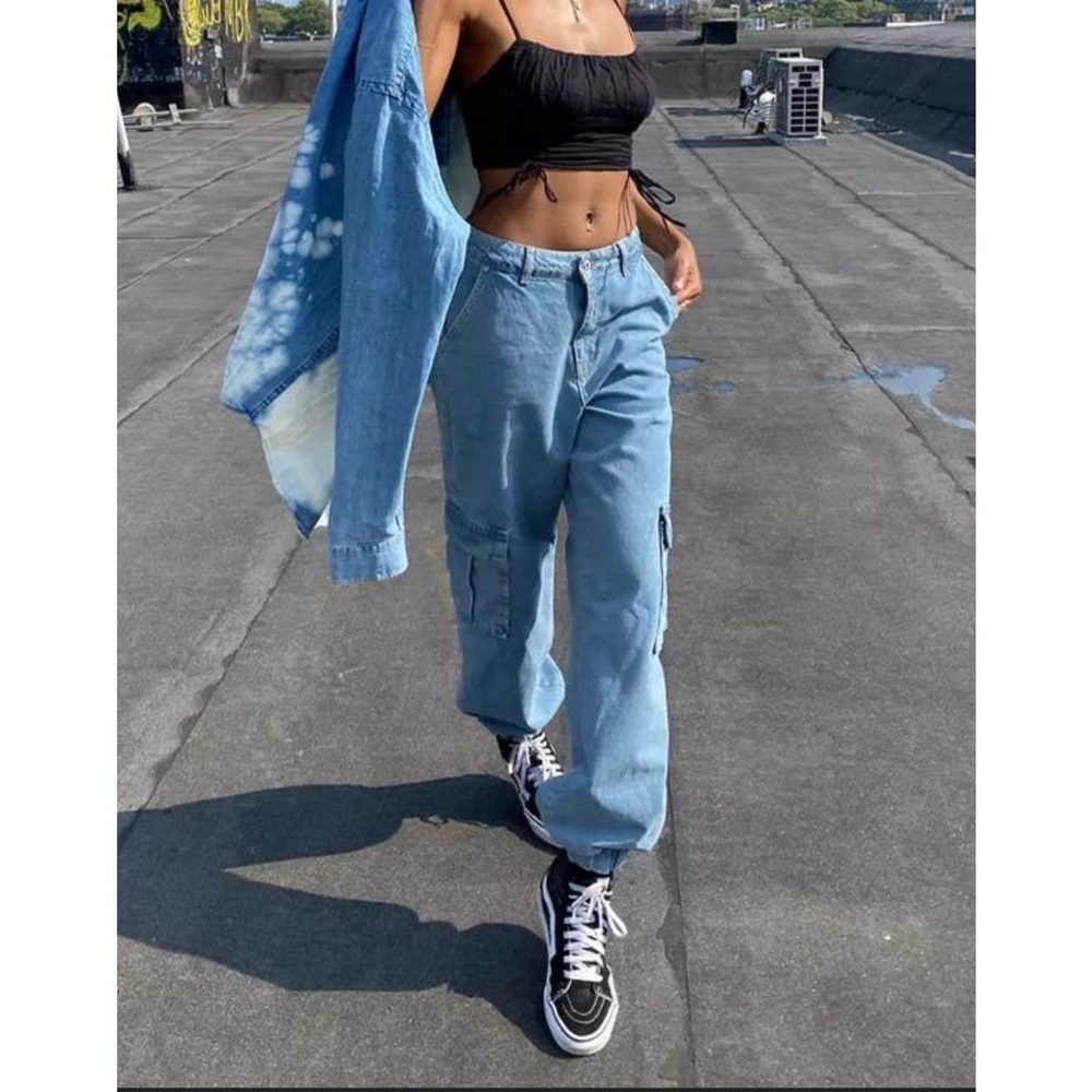 The Ragged Priest Light Blue Cargo Boyfriend Jeans - Picture 8 of 8